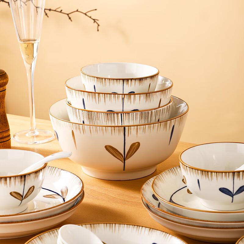 Japanese Style Large Ceramic Soup Bowl Set