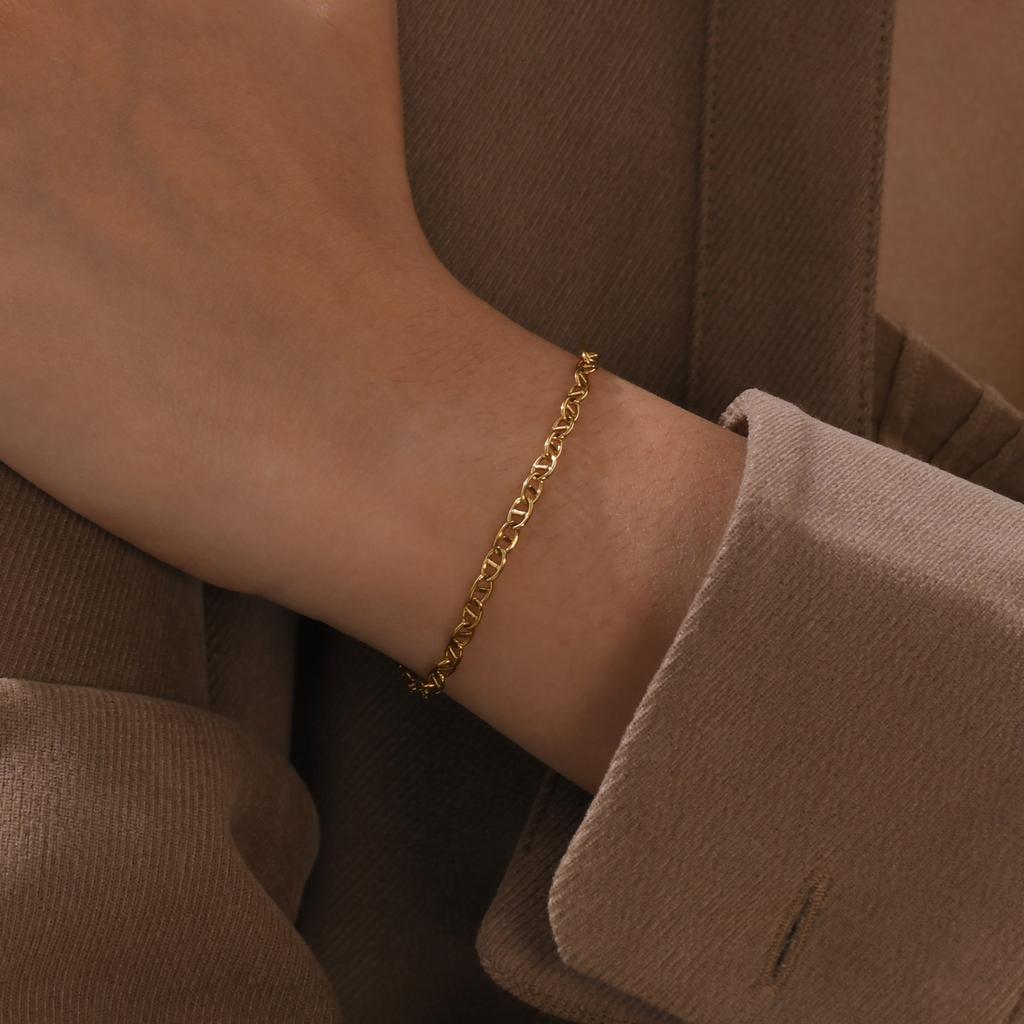 Stainless Steel Japanese Chain Bracelet 18K Gold Ladies