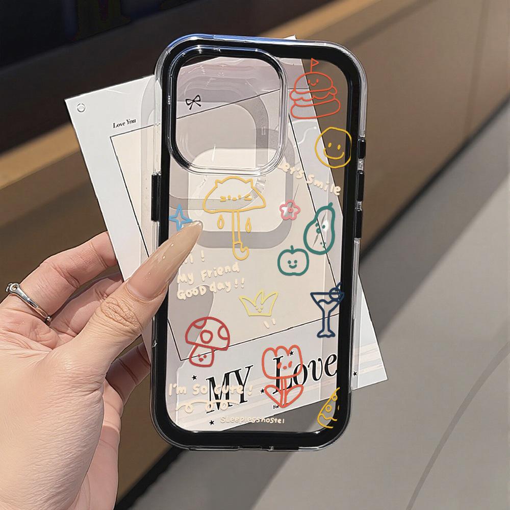 2 IN 1 Pink Flower Clear Phone Case For iPhone 16 Pro Case For iPhone 11 12 13 14 15 17 Pro Max 17 Air Soft Shockproof Cover