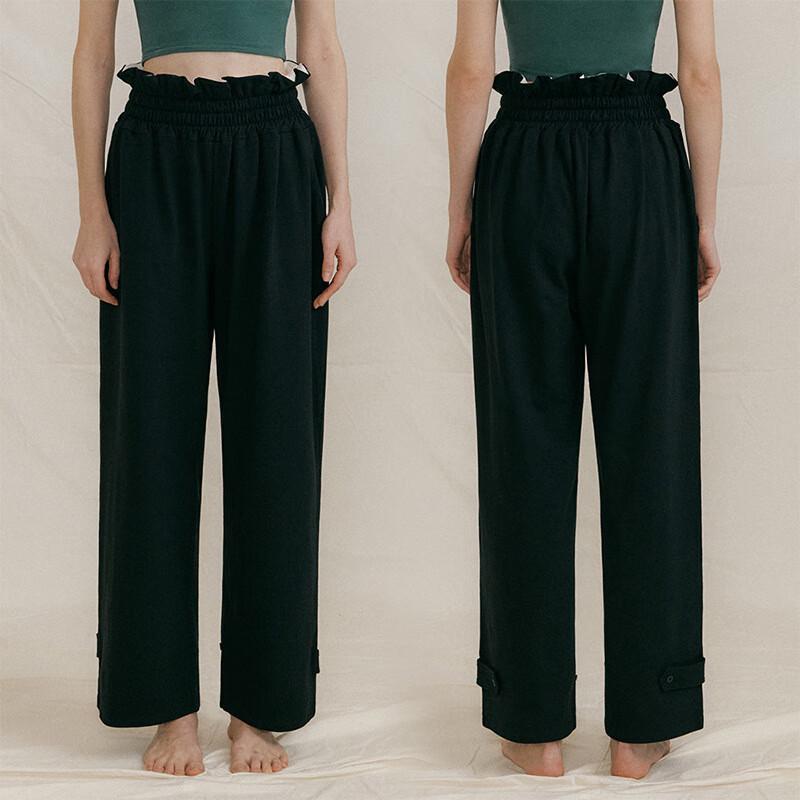 OEING Adjustable Buckle Waist Wide-Leg Sports Yoga Pants S