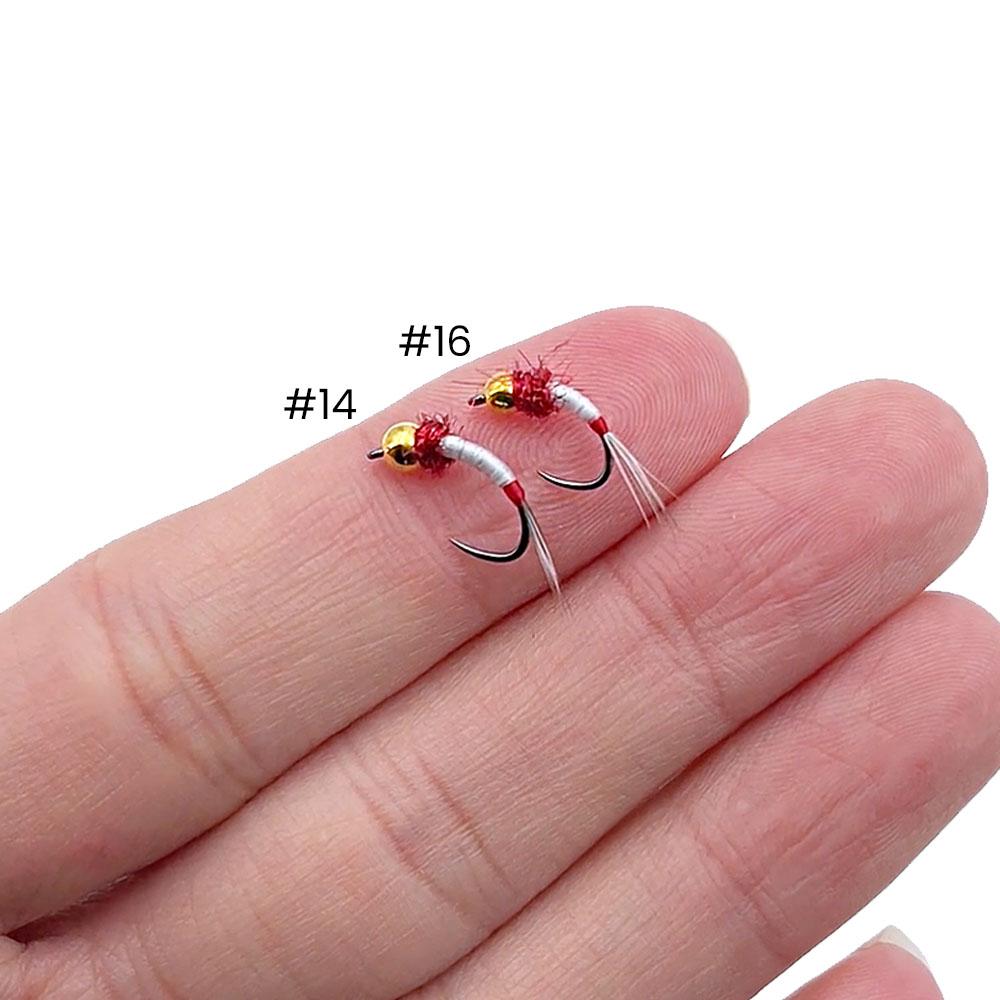 6PCS #14 #16 Barbless Brass Bead Head Nymph Fly Fishing Flies Fast Sinking Wet Fly For Trout Grayling Perch Bass