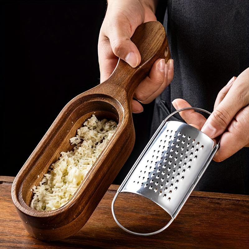 Premium Acacia Wood Handle Stainless Steel Cheese Grater Ideal for Shredding Chocolate, Vegetables Fruits Durable Kitchen Tool with Multiple Blades
