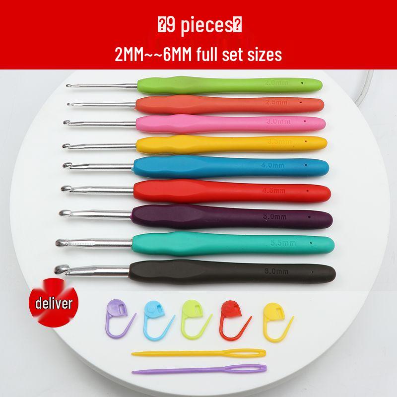 Crochet Hook Set with Soft Handle & Stainless Steel Needles for DIY Handmade Knitting