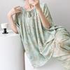 1011 new short-sleeved cotton and silk pajamas for women's summer thin printing loose and relaxed loungewear suit
