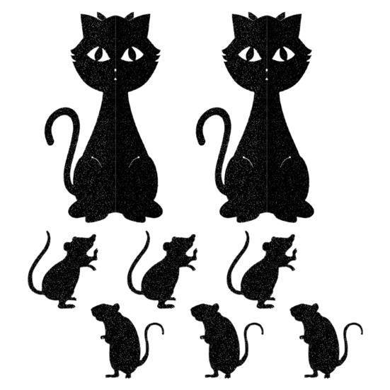 8Pcs/Set Halloween Ornament Realistic Design 3D Cats Mouse Statue Desktop Ornament Horror Decoration