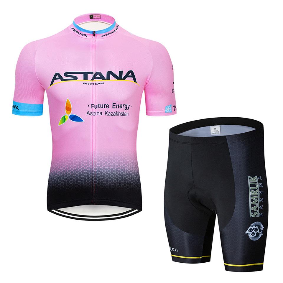 Tuta Estiva da Ciclismo Astana Set Manica Corta Astana Traspirante Sudore Attrezzatura per Tuta da Ciclismo