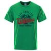 Camiseta de algodão gola redonda maskulina, topy de verão, roupas respiráveis, Los Angeles California Beach Paradise Fashion