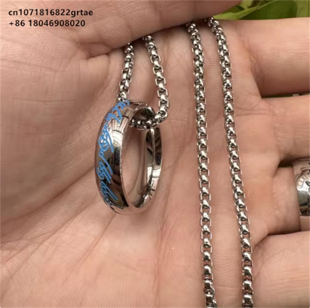 Lord of the one Rings thick chain advanced pearl chain movie with the same necklace ring hip-hop 3D carving inside and outside.