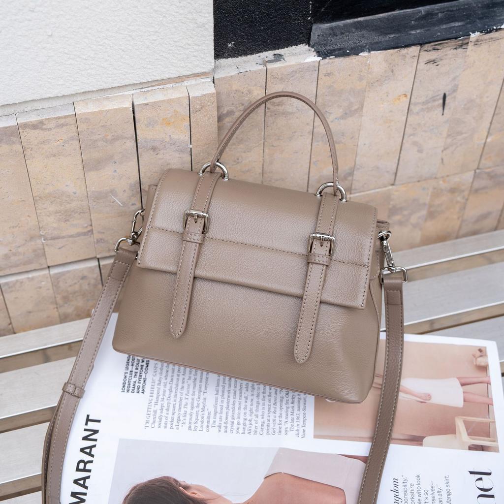 Cowhide Natural Drop Pattern Women's Bag, Women's Horizontal Square Bag, Fashionable High-end Simple Soft Leather Diagonal Shoulder Bag