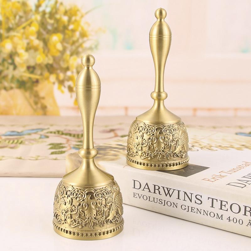 Baifenbai Home Furnishing Pure Copper Rattle, Copper Bell With Handle, Hand-Cranked Bell Ornament, School Class, Home Desktop Decoration, Brass Bell.
