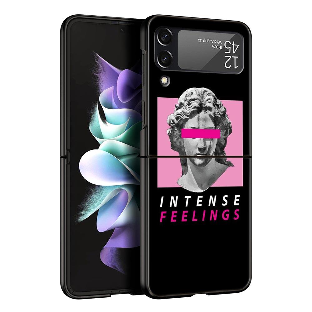 

Cartoon Statue Abstract Art Hard PC Phone Case For Samsung Galaxy Z Flip 7 6 5 4 Black Cover For Galaxy Z Flip 3 Foldable Fundas Z Flip