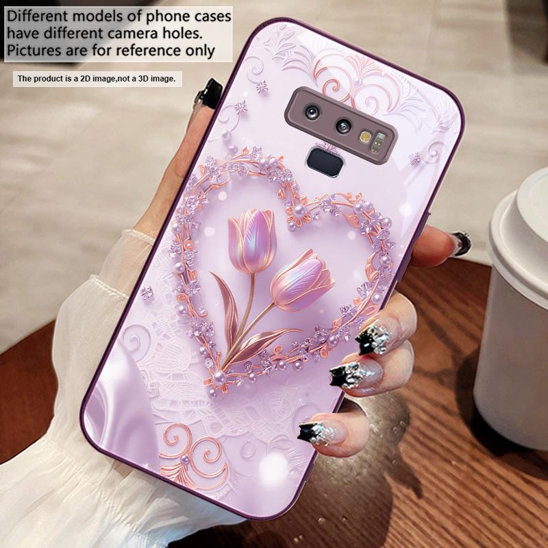 Love's Pink Purple Tulip For Samsung M02 12 Note 8 9 10 20 A 01 A02 A03 Core 04 05 06 10 12 13 14 15 A16 Glass Ultra Phone Case
