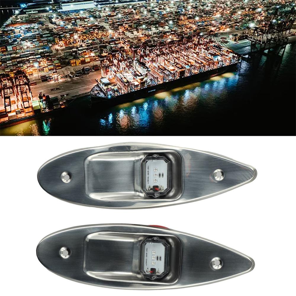 2x Red+Green Marine Boat Navigation LED Side Tear Drop Lights Vertical Mount 12V