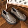 Popular 2025 large size men's shoes middle-aged and elderly fathers pedal soft-soled loafers men's casual leather shoes