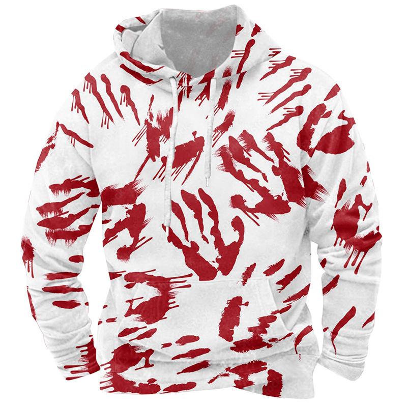 Frühling und Herbst Neuer Herren-Hoodie Halloween 3D-gedruckter Hoodie Herren Locker Lässig Langärmliger Sport-Hoodie Übergröße