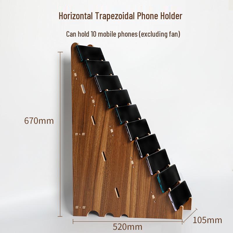 Wood Grain Multi-Phone Stand with Cooling Fan