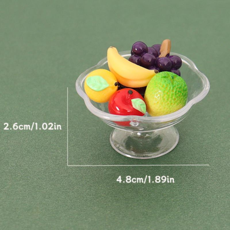 

6 шт./набор Имитация Прозрачная фруктовая тарелка Банан Апельсин Виноград Модель Кукольный домик Еда и Игра Миниатюрные аксессуары для детей