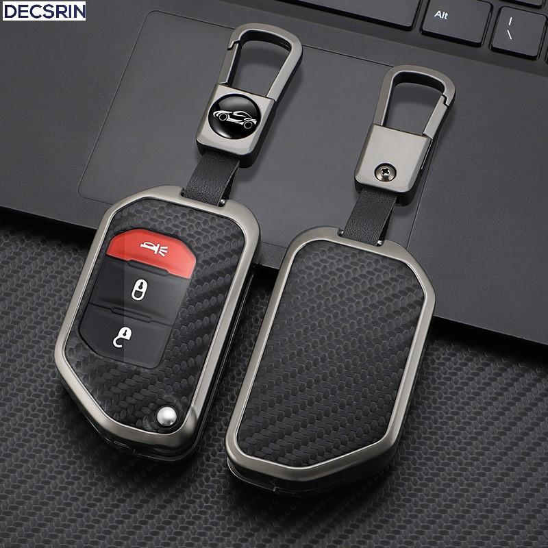 Zinc Alloy+Leather Car Key Case Cover Fob For Jeep Wrangler Jl Jlu Rubicon Gladiator Jt Sahara Jlu