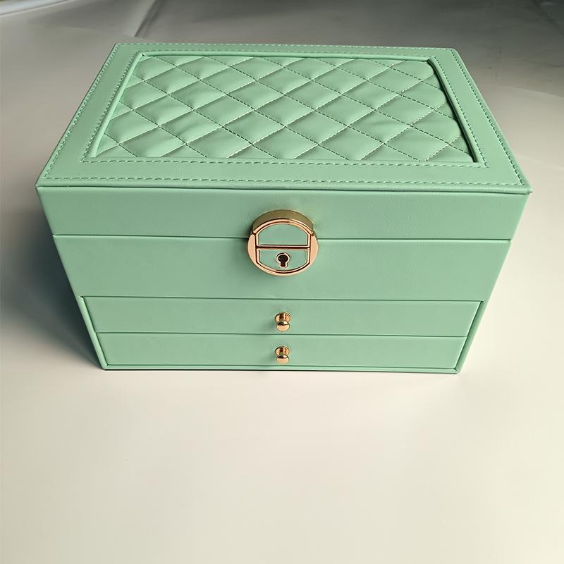 Three-Layer High-End Jewelry Storage Box with Drawers and Partitions