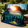 1pc Jurassic World Outdoor Flannel Blanket, Cozy & Warm Soft Te Playful Design, Napping Camping,