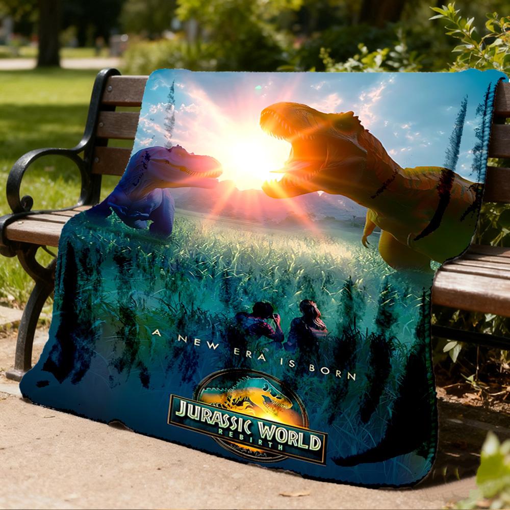 1pc Jurassic World Outdoor Flannel Blanket, Cozy & Warm Soft Te Playful Design, Napping Camping,