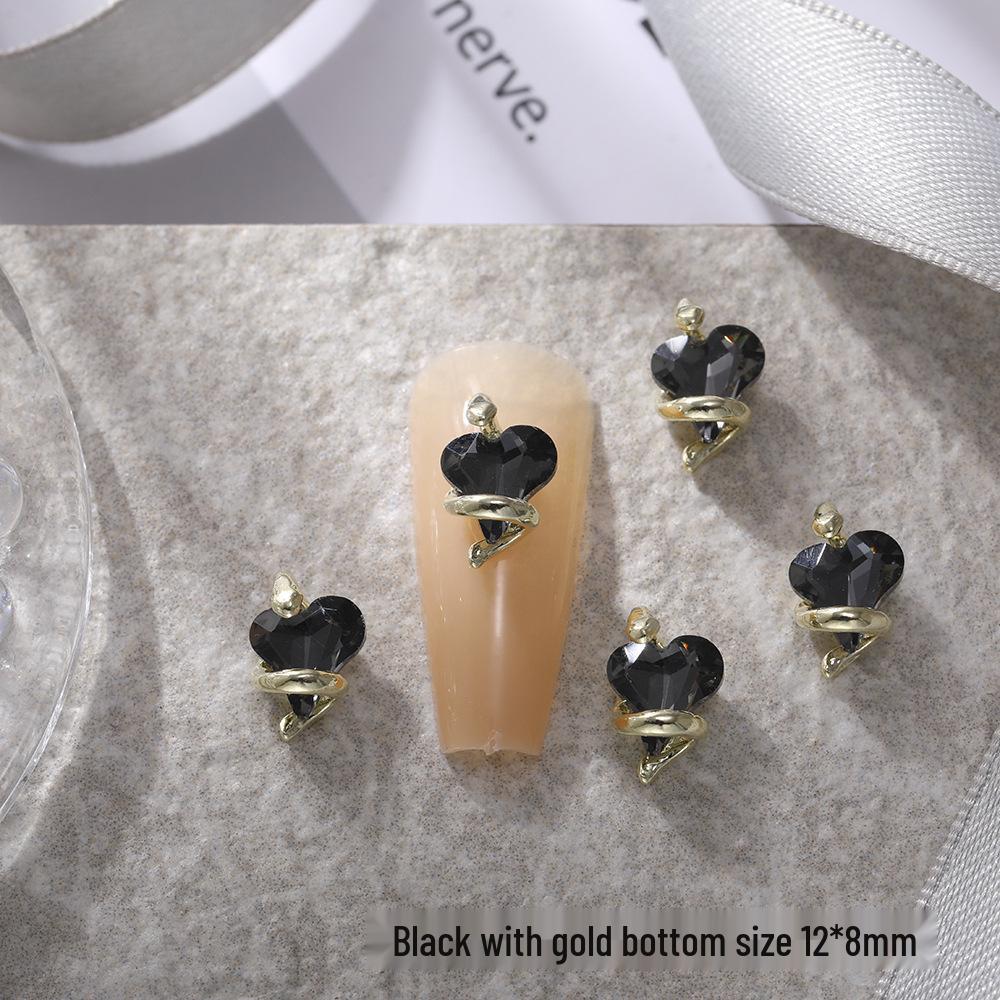 

3D Кривое сердце и змея Бриллиантовый нейл-арт Кристалл