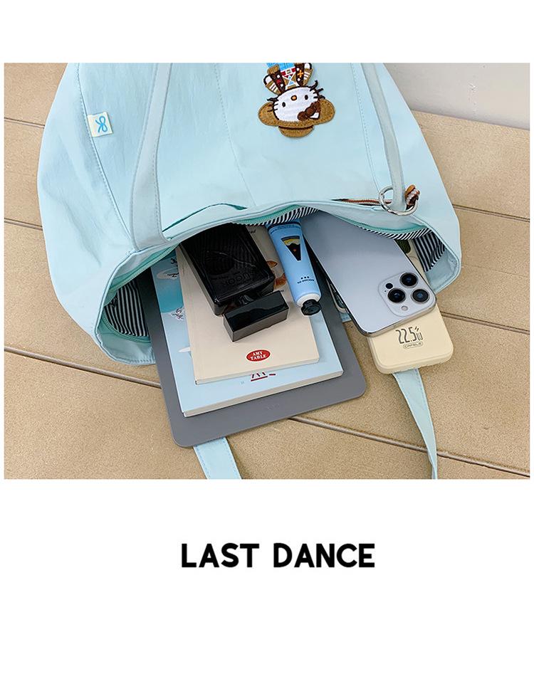 Versatile Women's Canvas Tote Bag with Cartoon Embroidery – Large Capacity, Multi-functional Shoulder Bag