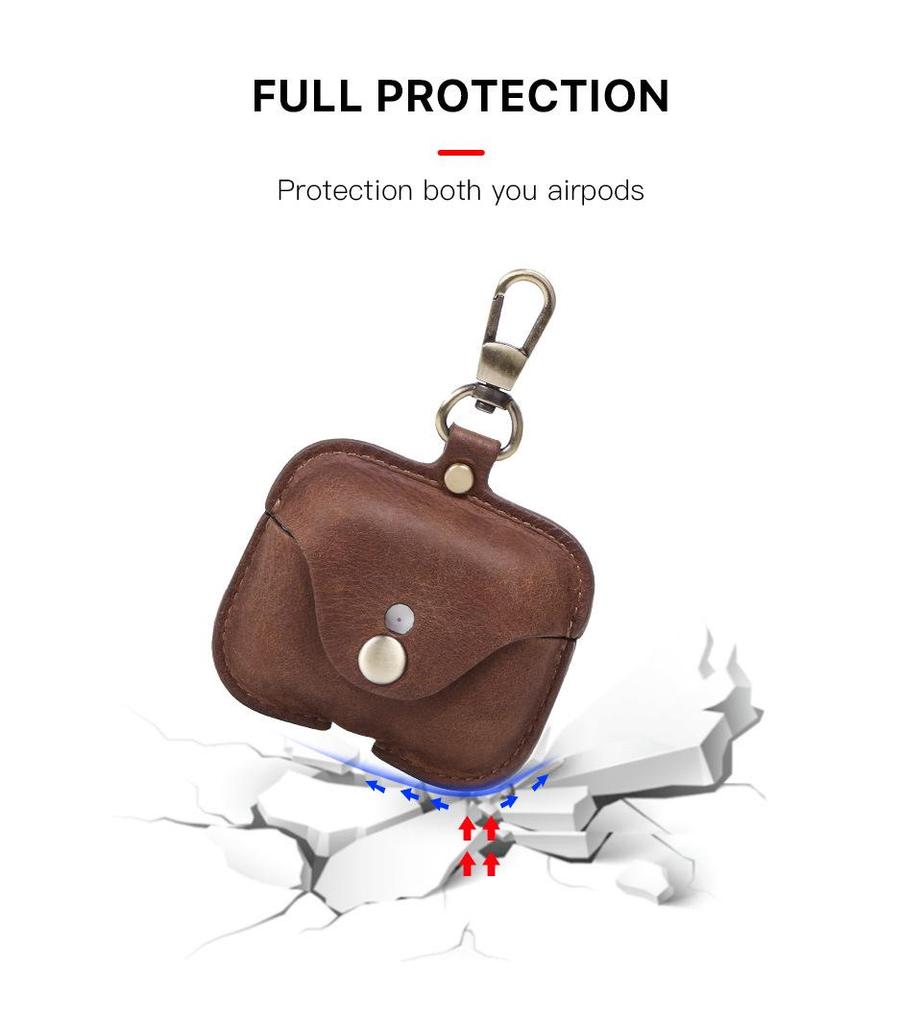 Genuine Leather Snap-Closure Flip Case for AirPods Pro