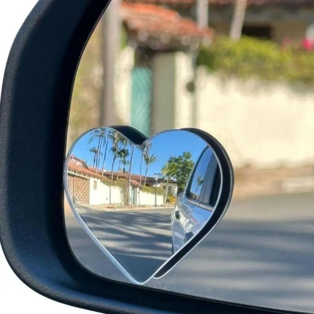 2Pcs Stick-On Blind Spots Mirror Cute Heart Shape Convex Rearview Side Mirror  SUVs