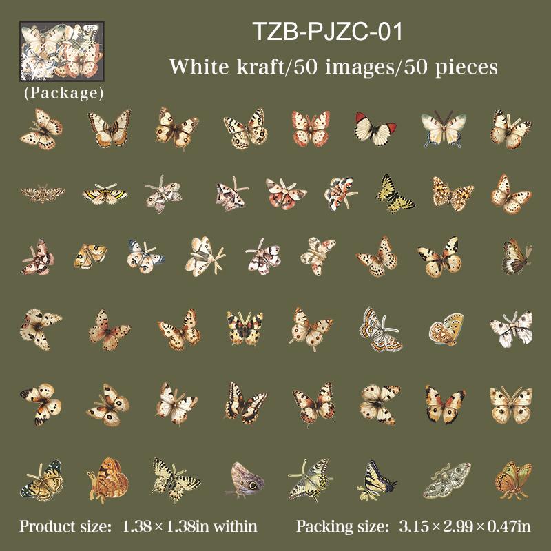 JIANWU Butterfly Series Vintage Landscape Material Collage Scrapbooking Sticker Creative DIY Journal Stationery