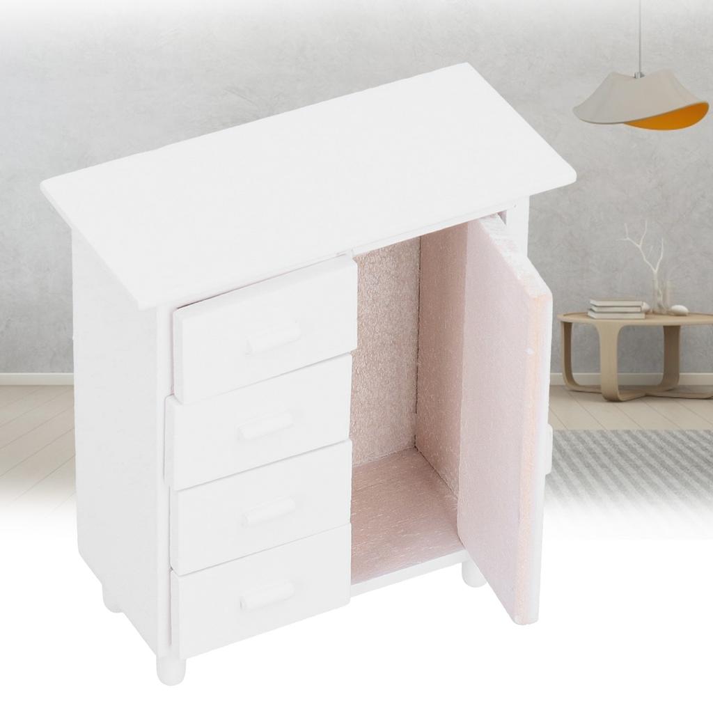 1:12 Miniature Cabinet Decorative Wooden Cabinet Furniture Model Toy Dollhouse Accessories