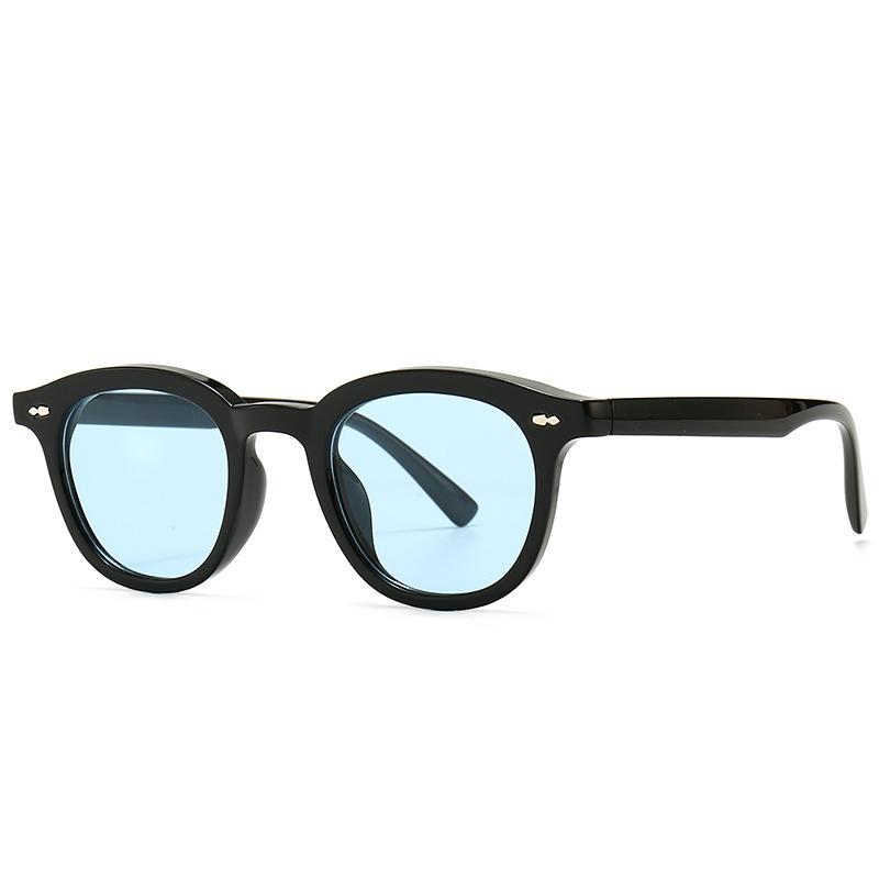 Fashion Anti-Blu-Ray Round Women Glasses Frame Retro Sunglasses Rivets Decoration Optical Men Orange Eyeglasses