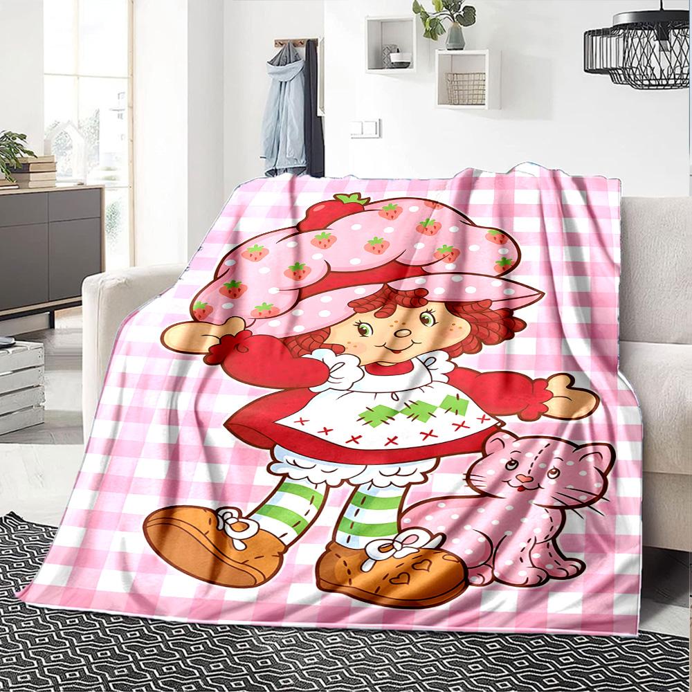 1pc Princess Strawberry3 Blanket, Gift, for Men and Women, Soft Blanket, Good for Sofa Bed Couch Travel, Lightweight Flannel Blanket