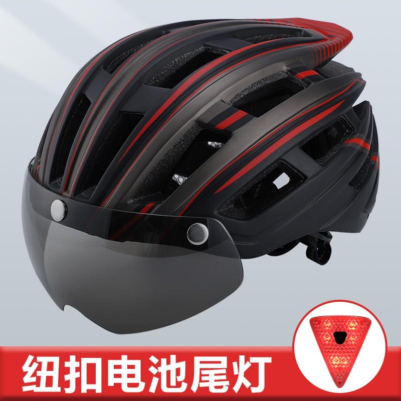 Magnetic Goggle-Compatible Cycling Helmet With Rear LED Light Road Bike Riding Adults Unisex