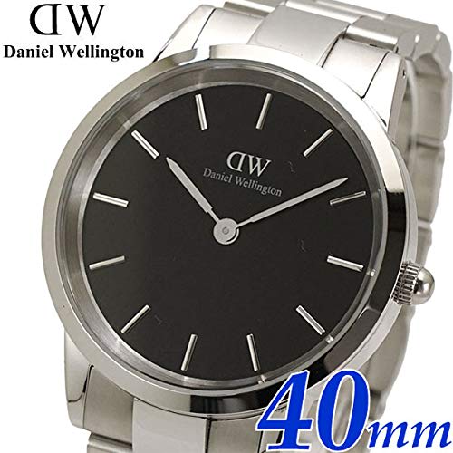 Daniel Wellington Iconic Link 40mm Men's Watch, Silver with Black Dial, DW00100342