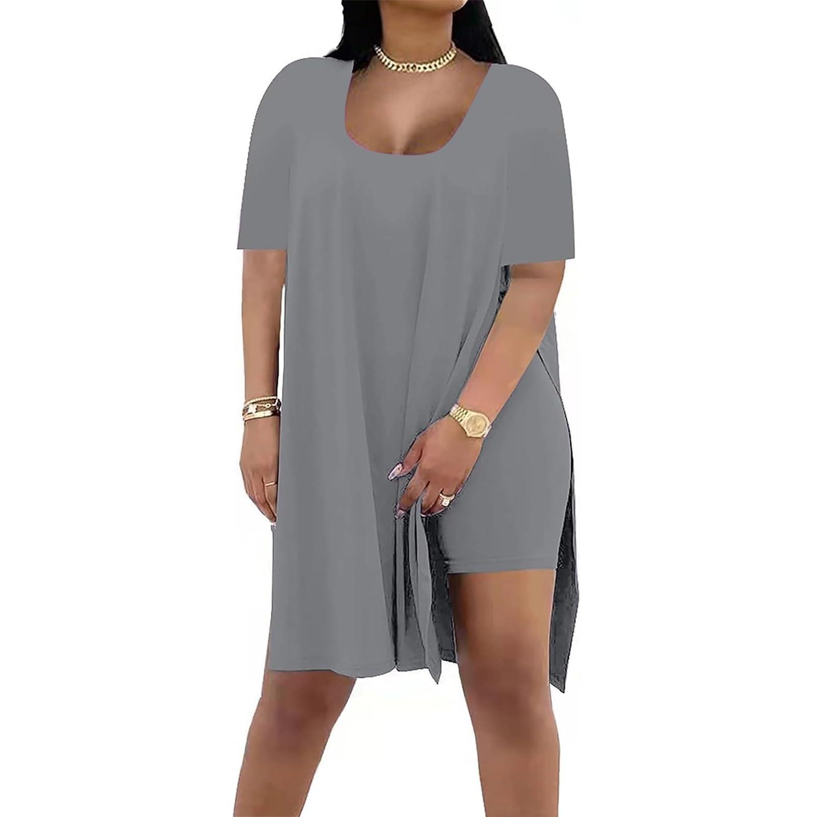 

Модный женский летний однотонный свободный костюм из двух частей с короткими рукавами XXL