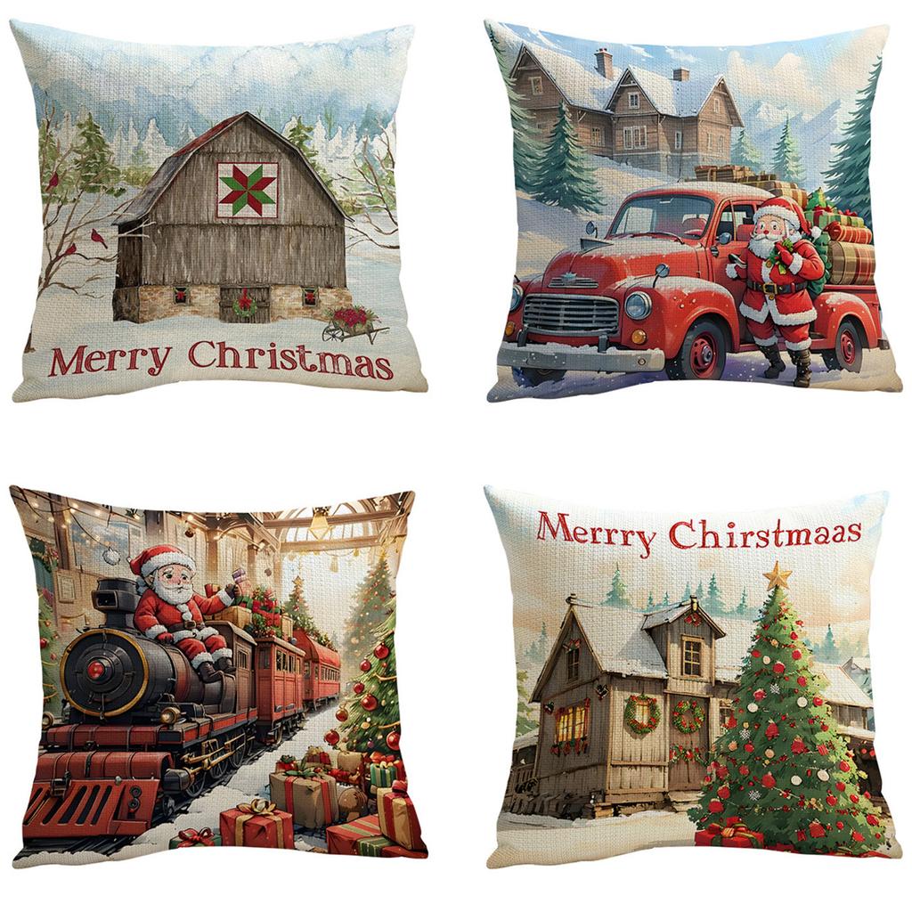 Popular Christmas Pillowcases for Holidays Santa Claus Linen Home Decoration Pillowcases