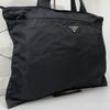 PRADA Tote Bag Handbag Business Tessuto Nylon Black Triangle Logo Plate Auth