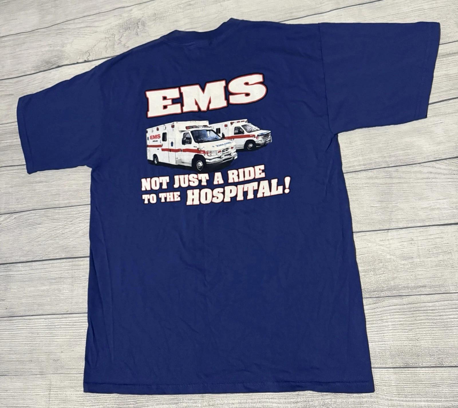 

Y2K Trauma Gear Graphic T Shirt EMS Not Just A Ride Hospital Size Large Defect M
