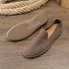 Gray Men Casual Shoes Italian Men Loafers Moccasins Slip On Men's Flats Breathable Genuine Leather Male Driving Shoes