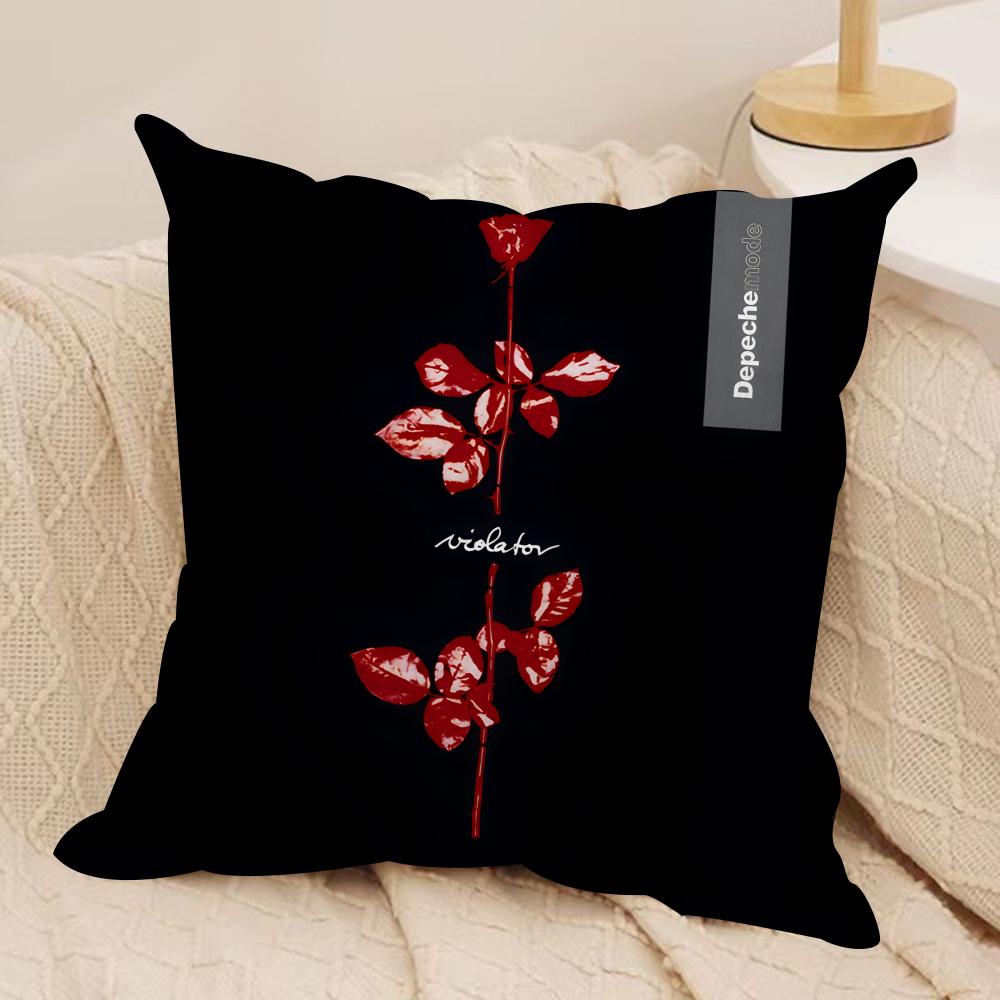 DDepecheMode LOGO Cushion Cover Silky Short Plush Invisible Zipper Dustproof Sofa Pillow Case for Home Decor