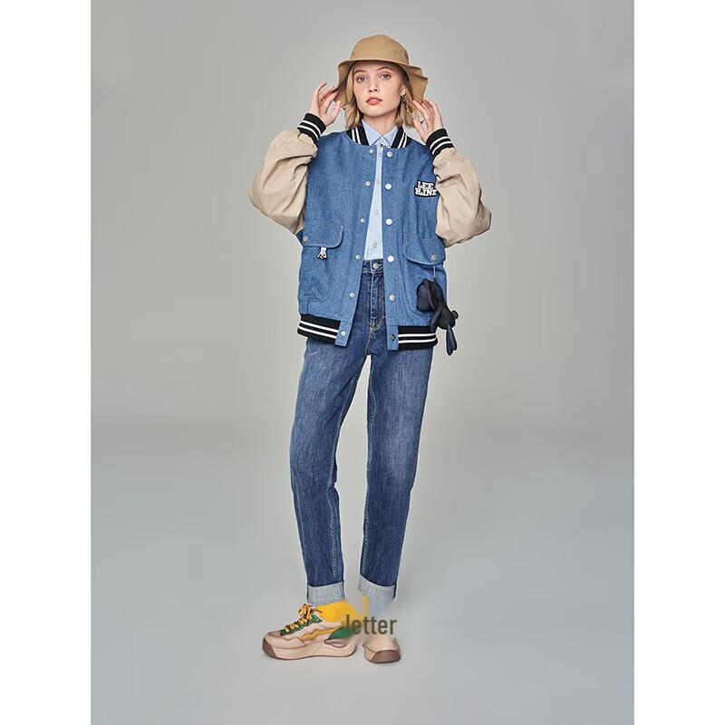 Lee411 High-Waist Slim-Straight Blue Washed Women's Jeans