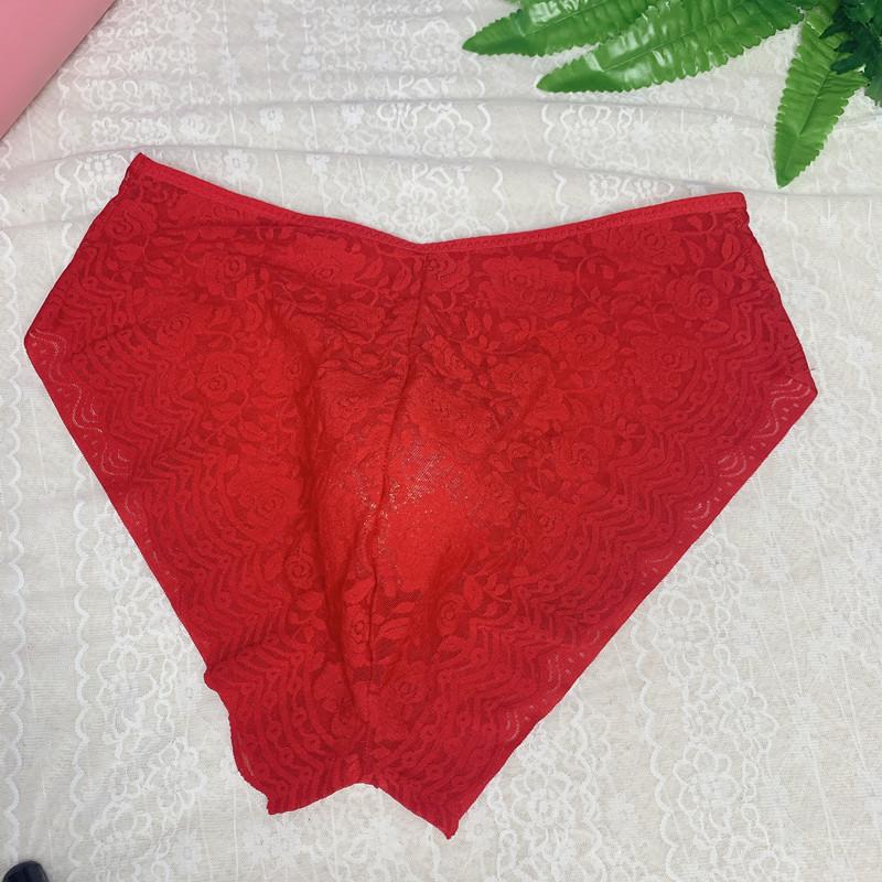 Underwear Men Sexy Lace Transparent Jockstrap See Through Lingerie Pouch Boxers Seamless Underpants Sissy Feminization Briefs