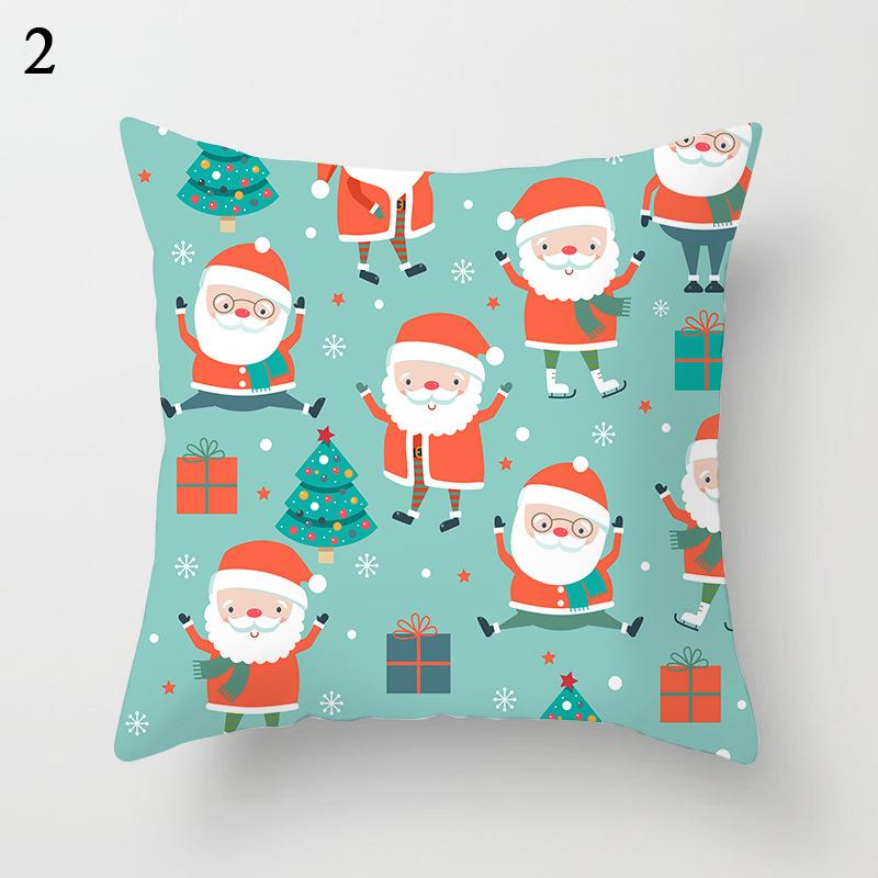 Christmas Cartoon Santa Claus Elk Penguin Decorative Pattern Pillow Case Bedroom Living Room Sofa Cinema Car Throw Pillow Case