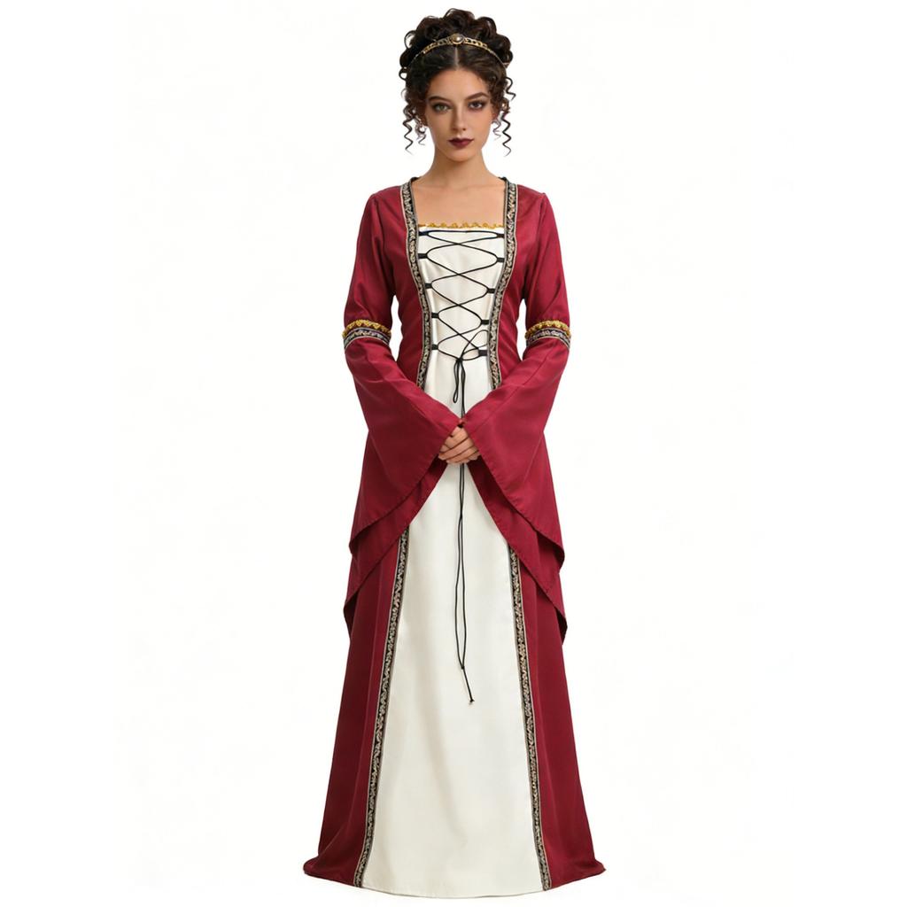 Cosplay Victorian Medieval Court Dress Vintage Cloak Stage Suit Halloween Cosplay Party Suit