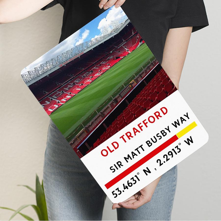 Old Trafford Stadium Metal Wall Art Manchester United Football Decor with Coordinates