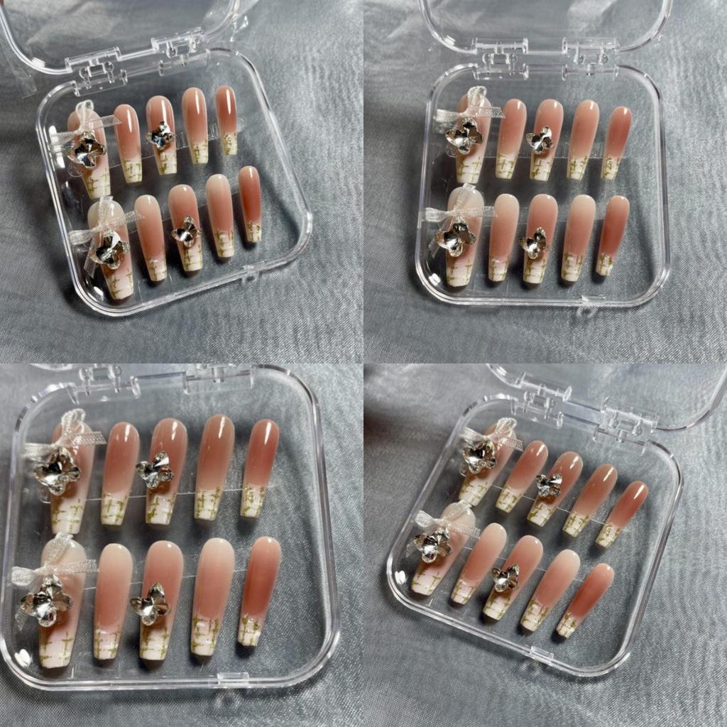 Nail Bow Artificial Nude French Style Gorgeous Manicure Wearable Nails Reusable