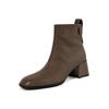 2024 New Boots Women Top Quality Genuine Leather Autumn Winter Boots Female Slip On Chelsea Boots Square High-heel Ankle Boots