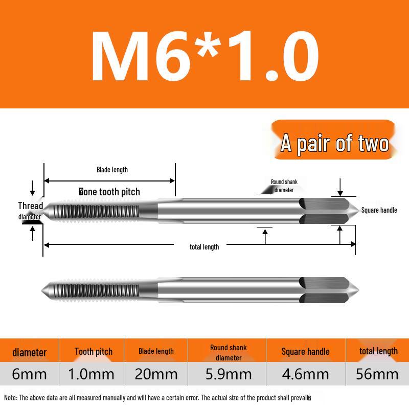 Feingewinde Handgewindebohrer M8-M20 Satz (5 Stücke)