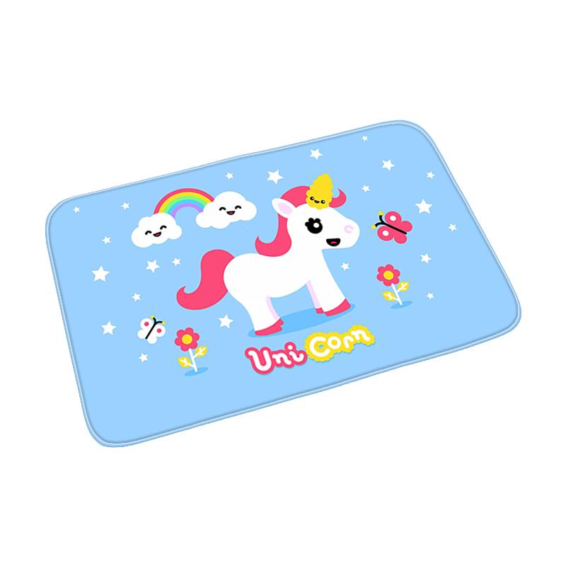 Pink Cute Cartoon Unicorn Pattern Doormat Bedroom Living Room Hallway Floor Rug Decor Balcony Anti-Slip Home Carpet Furry Mat